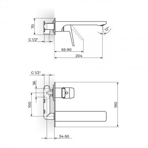 STOLZ BLACK 131401BB uzidna baterija za lavabo sa izlivom ručica black