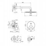 S2 GOLD 231701G uzidna baterija sa izlivom, zidnim tušem D.250mm i ručnim tušem