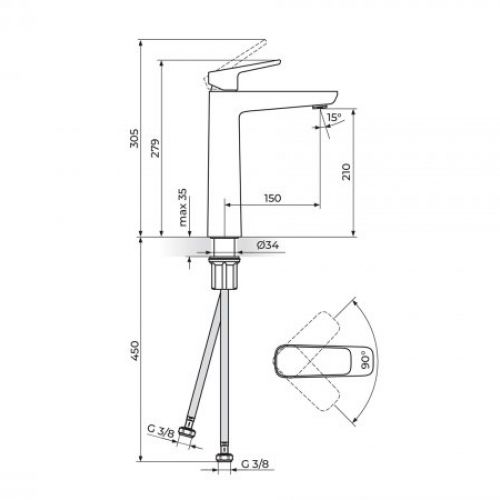 STOLZ BLACK 130109B baterija za lavabo visoka - black