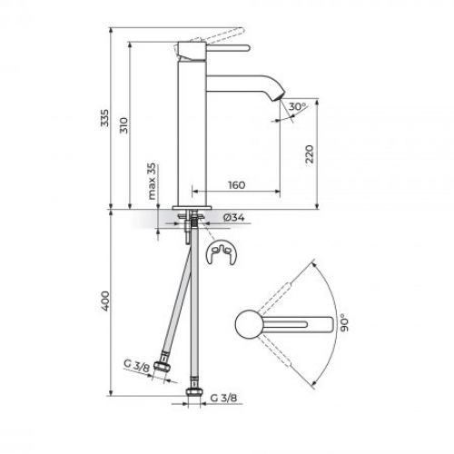 ZERRO JZ30109 Baterija za Lavabo Visoka