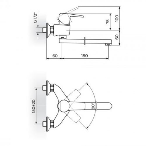CUBO3 JC32115 Baterija za Sudoperu - Lavabo izliv 150mm