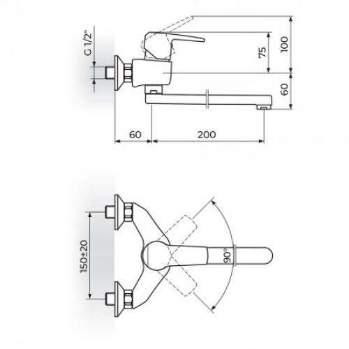 CUBO3 JC32120 Baterija za Sudoperu - Lavabo izliv 200mm