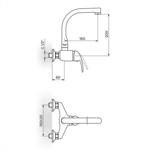KING J321J20 Baterija za Sudoperu - Lavabo izliv 200mm - j
