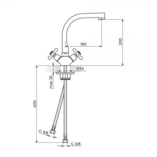 NOSTALGIJA N23101 Baterija za Sudoperu - Lavabo izliv 180mm