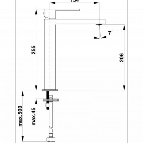 HERZ 00058B SQ BLACK q12B baterija za lavabo visoka