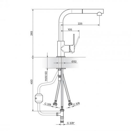 S2 BLACK 238603B baterija za sudoperu sa izvlačnim tušem