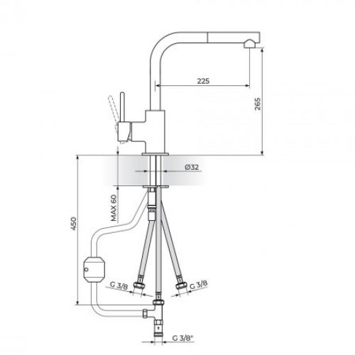 DARK JD38603 baterija za sudoperu - izvlačni tuš za električni prelivni bojler
