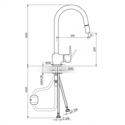 CUBO3 JC38601 Baterija za Sudoperu sa Izvlačnim Izlivom