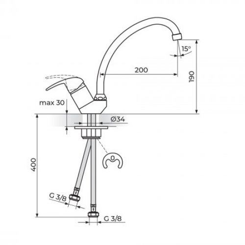 PERLA JP382001 Baterija za Sudoperu Izliv 200mm