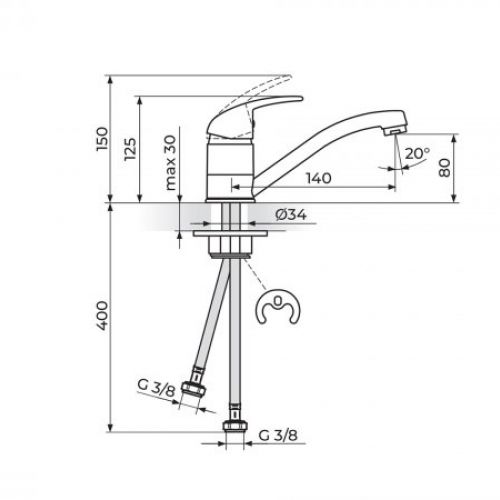 KING J381081 Baterija za Sudoperu Kratki Izliv