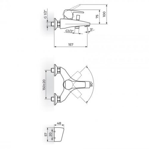 CUBO3 JC33101 Baterija za Kadu sa Ručnim Tušem