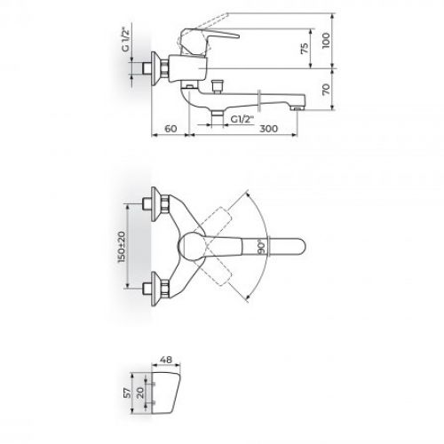 CUBO3 JC34101 Baterija za Kadu - Lavabo 