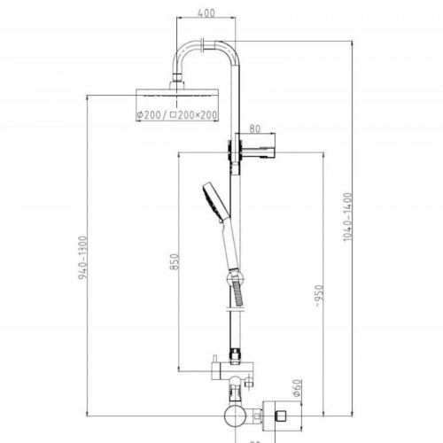 HERZ 00443 FRESH termo f150 termostatski usponski tuš sa ručnim tušem