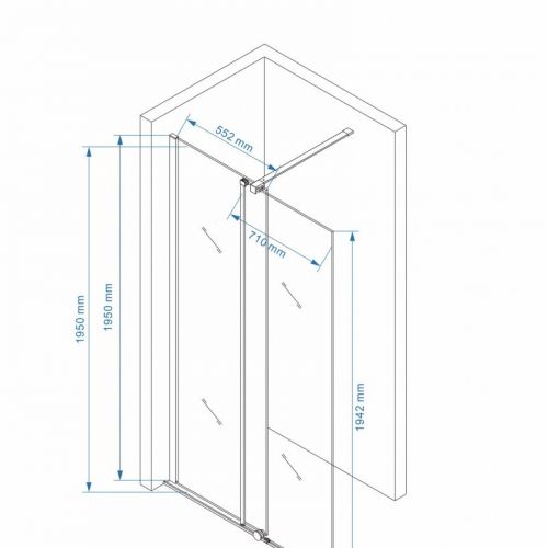 EX102 tuš paravan walk in klizni 1200x1950/ 8mm