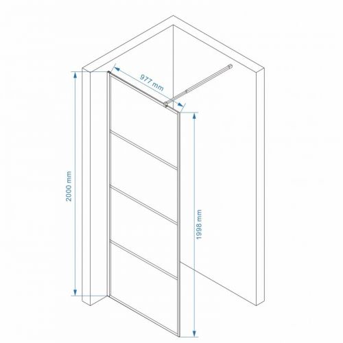 Tuš paravan EX100B-1 walk in crni 1000x2000/8mm