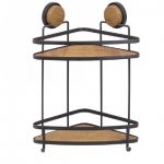 POLICA ZA TUŠ KABINU MagicFIX - 2/1 ugaona drvo/crna