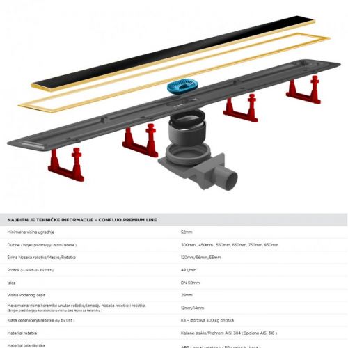 Slivnik Confluo Premium LINE 550 crno staklo