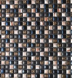 Stakleni Mozaik Crno/Zlatni A2 30x30