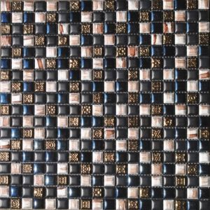 Stakleni Mozaik Crno/Zlatni A2 30x30