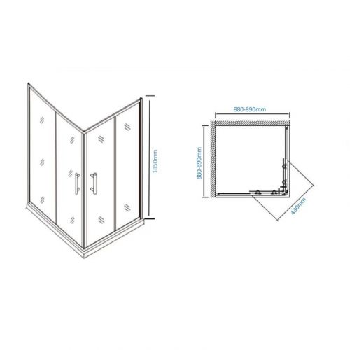 JERKAN tuš kabina 6005 90X90/6 H185 providno staklo