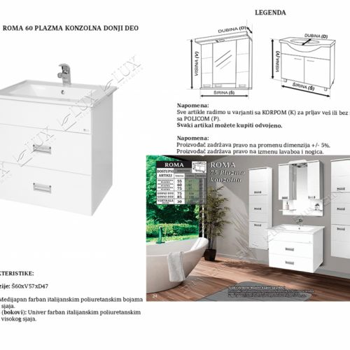ROMA 60 KONZOLNA PLAZMA - donji deo