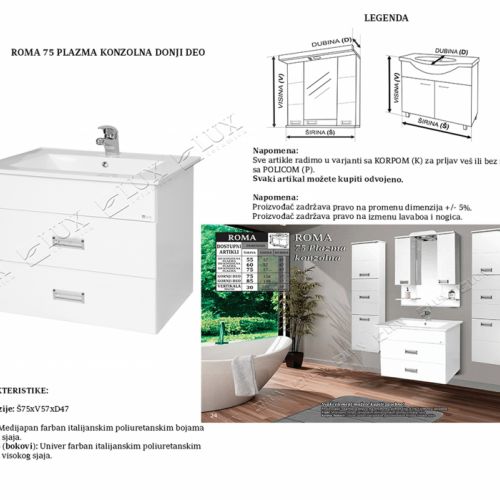 ROMA 75 KONZOLNA PLAZMA - donji deo