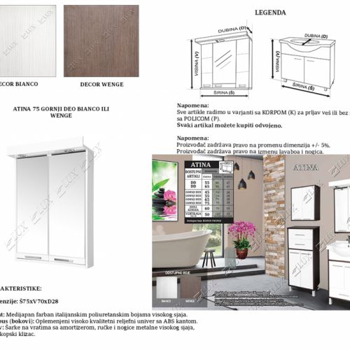 ATINA 75 wenge - gornji deo