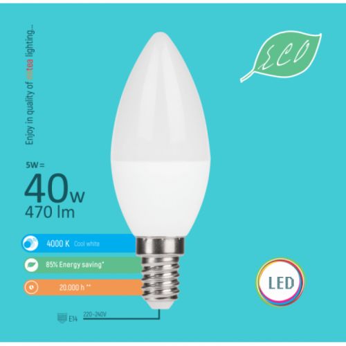 E14 5W C36 4000K LED ECO sijalica 220-240V