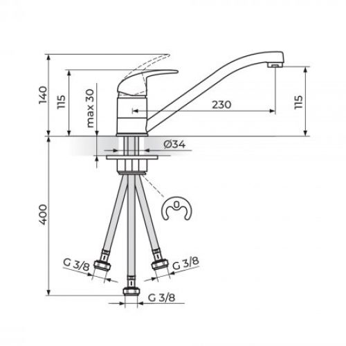 PERLA JP381003 Baterija za Sudoperu - Protočni Bojler