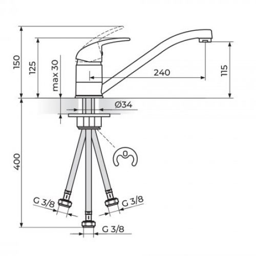 KING J381003 Baterija za Sudoperu - Protočni Bojler