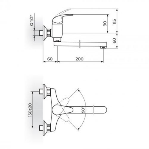 PERLA JP321020 Baterija za Sudoperu - Lavabo Izliv 200mm