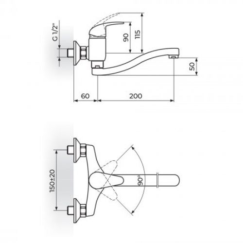 PERLA JP321S20 Baterija za Sudoperu - Lavabo Izliv 200mm - S
