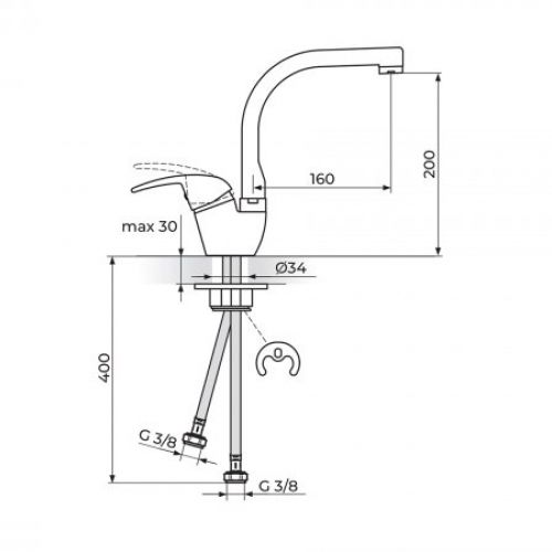 KING J382001 Baterija za Sudoperu - ovalni izliv