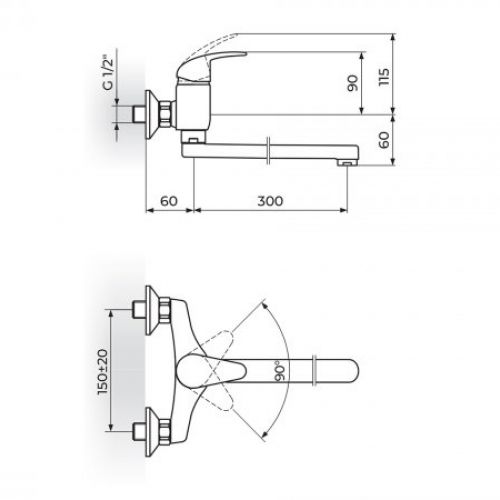 PERLA JP321030 Baterija za Sudoperu - Lavabo izliv 300mm