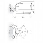 KING J321020 Baterija za Sudoperu - Lavabo izliv 200mm