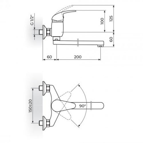 KING J321020 Baterija za Sudoperu - Lavabo izliv 200mm