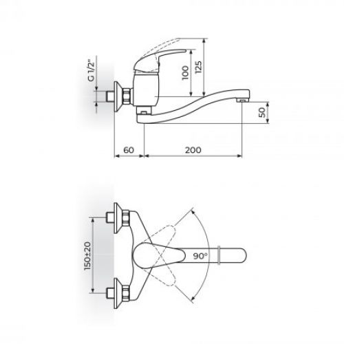 KING J321S20 Baterija za Sudoperu - Lavabo izliv 200mm - s