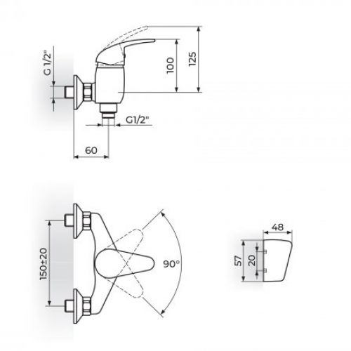 KING J371001 Baterija za Tuš kadu sa Ručnim Tušem
