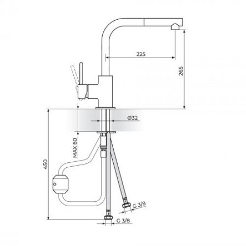 ZERRO JZ38601 Baterija za Sudoperu sa Izvlačnim Tušem
