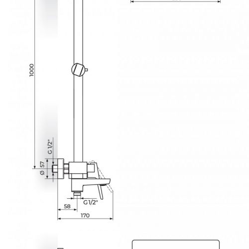 STOLZ 137352 baterija za tuš kadu sa usponskim i ručnim tušem i izlivom