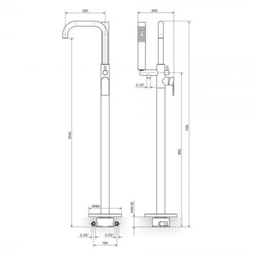 S2 GOLD 233109G stubna baterija za kadu sa ručnim tušem