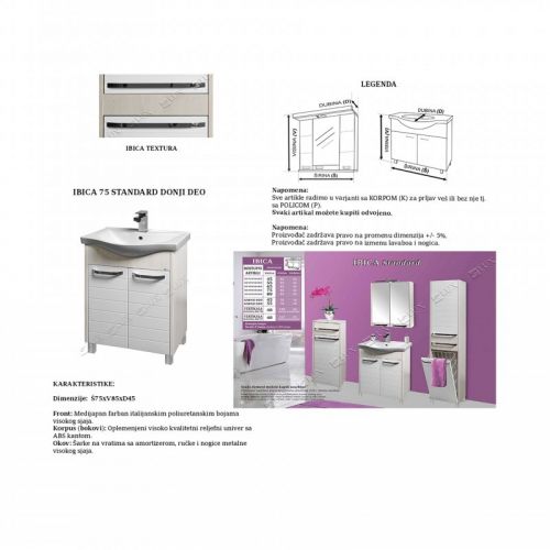 IBICA 75 STANDARD - donji deo